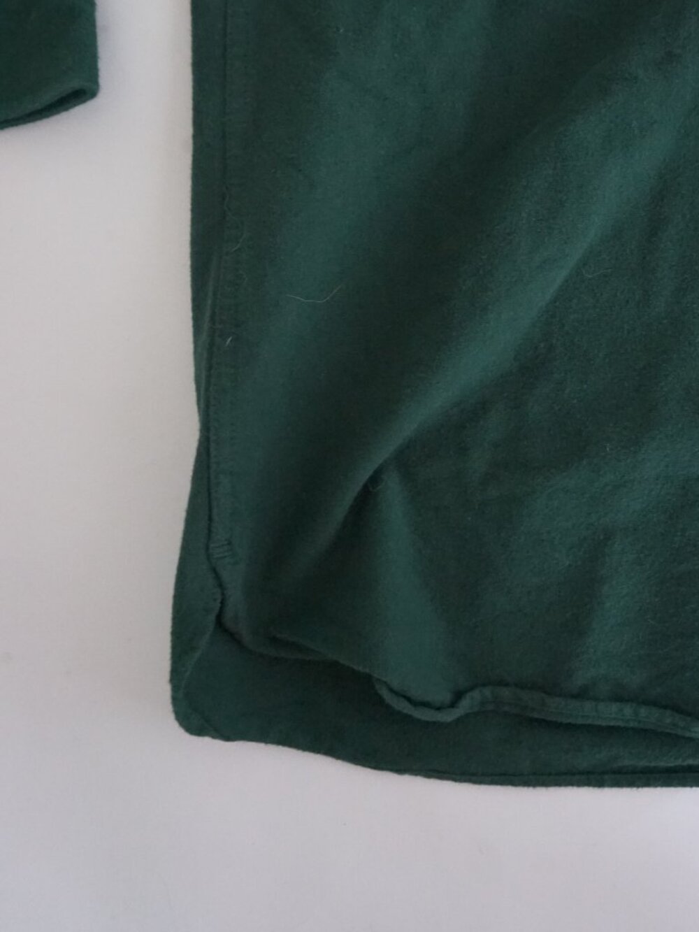 Vintage LL Bean Green Solid Button Front Flannel Shirt Traditional Workwear L - Picture 7 of 11